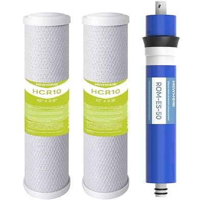 MewMore FX12P, FX12M, TFM-24 RO Water Filter Replacement Set, Fit for GE RO System (GXRM10RBL GXRM10G) - 2 x Activated Carbon Block Filters, 1 x 50 GPD Reverse Osmosis Membrane Filter