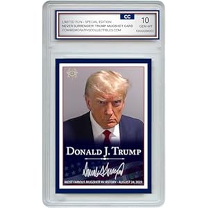 Donald Trump Mugshot Collector’s Trading Card – Gem Mint 10 Rated – Iconic 2024 Political Memorabilia, Patriotic American Collectible – Trump Gift, for Trump Supporters