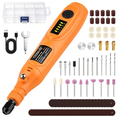 GOXAWEE Mini Cordless Rotary Tool Kit, 110Pcs for DIY Crafts & 3D Prints | 5 Variable Speed Rechargeable Wireless Small Grinder Drill Set for Crafting Sanding Engraving Cutting Grinding Polishing