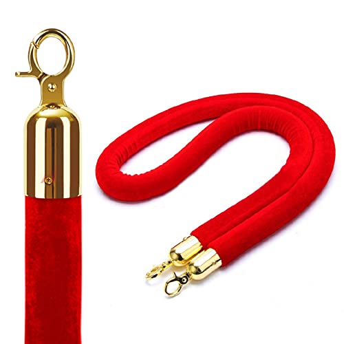 LSMKK Corde Barrière Barrière Corde Velours Rouge, Corde Contrôle des Foules Durable/Chandelier 0,6 M 0,9 M 1 M 1,2 M 1,5 M 2 M 3 M Longueur, Entrée du Restaurant Extérieur Cordon VIP 4ft/120cm Cover