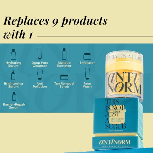 Image of Antinorm Facial in a Flash Enzyme Scrub | 9 in 1 Instant Facial Polish | Removes Dead Skin, Pore Refining | Instant Glow | Exfoliator for Sensitive Skin | 50 g | As seen on Shark Tank