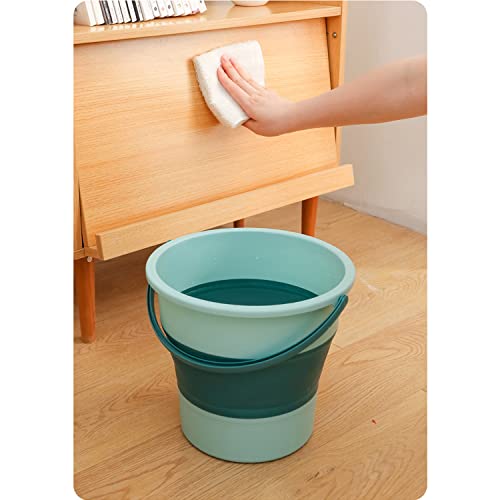 Image of Collapsible Water Bucket, 10L Portable Folding Water Container, Multifunction Foldable Round Tub Water Pot for Fishing, Camping, Car Washing, Home Storage and Outdoors Wash （Green