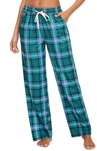Womens Pajama Pants Plaid Sleep Lounge Pj Bottoms With Pockets2