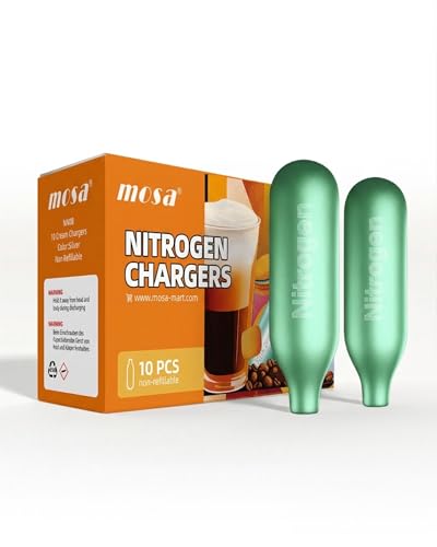Mosa 2G Nitrogen Chargers, NOT NOT for Whipped Cream, 10 Pack Food-Grade N2 Cartridges for Nitro...