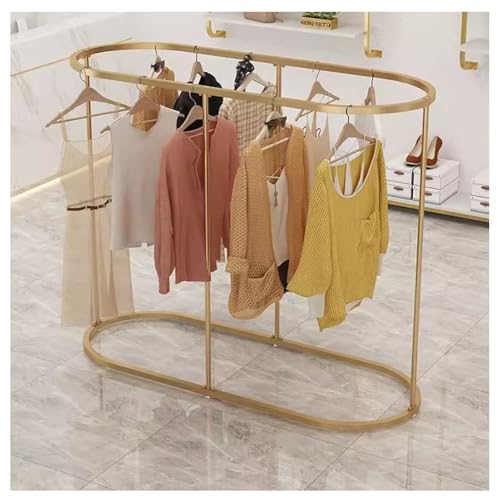 SBCGFY Perchero De Metal, Moderno Perchero Ovalado, Portátil, para Tienda De Ropa, Dormitorio, Dorado, 150 X 50 X 140 Cm