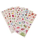 3 Sets(18 Sheets) Beautiful Flower Floral Transparent Stationery Sticker Planner Scrapbooking Diary Deco School Office Supplies Kawaii Stickers