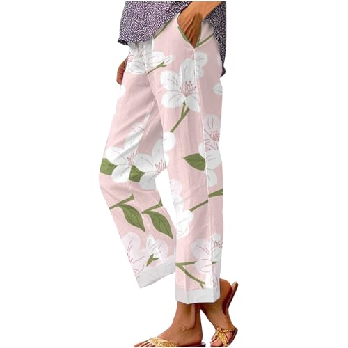 Pantalon large avec poches pour femme - Pantalon de travail décontracté - Grande taille - Couture intérieure de 91,4 cm - Pantalon de survêtement X long en flanelle pour filles - Marron, rose vif, 3XL