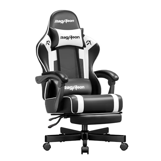 Riftracer Gaming Stuhl Chair Gamer Sessel - Ergonomischer Gamer Stuhl mit Fußstütze Kopfstütze und Lordosenstütz Höhenverstellbar Gepolstert Gamingstuhl 150 Kg Tragkraft PC Sessel Drehsessel Schwarz