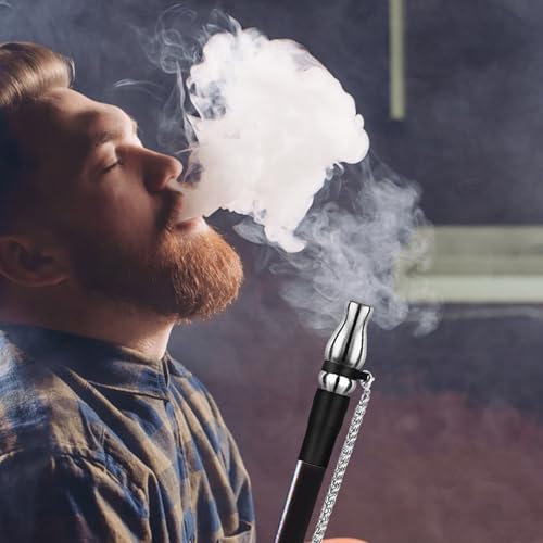 SERdeerCH Shisha Hygienemundstück Wiederverwendbar Universal Edelstahl Shisha Mundstück mit abnehmbarer Kette Shisha Ersatz Zubehör Most Shisha Schlauch (schwarz)
