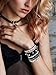 Tosmifairy 3 Pieces Punk Rock Leather Bracelets for Women Pop 80s 90s Emo Jewelry Accessories Retro Spiked Adjustable Wrap Wrist Cuffs (Stars and Skull Style)
