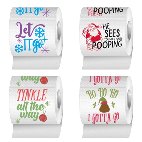 Christmas Toilet Paper Roll Pack of 4 – Holiday Gag Gifts, Funny Christmas Gifts, Perfect for...