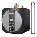 Ganggend 2.5 Gallon Electric Water Heater, 1500W 110V Mini Tank Under Sink Instant Hot Water Heater with Pressure Release Valve, Digital Display for Kitchen, RV, Laundry,Food Truck, Black