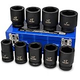 Stark USA 9-Pieces 1' Drive Deep Impact Socket Set 6-Point...