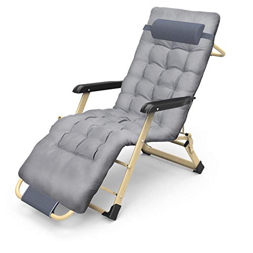 LDCBFTR Foldable Zero-Gravity Lounge Chair Recliner Cotton Pad Adjustable Reclining Garden Outdoor Terrace Sun Lounger Can Hold Up To 150Kg-Gray + Thick Cotton Pad