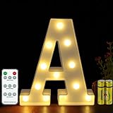 HONPHIER® Lettres Lumineuses Lampe à Lettre Alphabet Lumineux Lampe LED Lettres Télécommande Lumières Lettre Decoration Opérateur à Piles pour Réceptions Fête Mariage Noël Maison Bar Décoration (A)