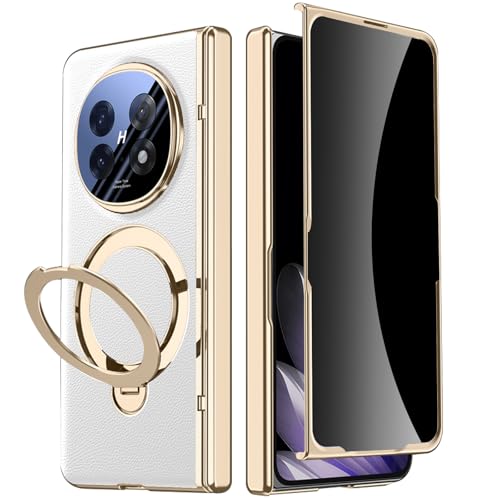 Coque Oppo Find N5 en cuir blanc avec charnière et protège-écran