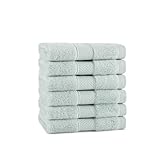 Aston & Arden Egyptian Wash Cloths - Pack of 6 - Oversized Ultra Soft Thick & Absorbent, 100% Ringspun Egyptian Cotton Bathroom Towel for Spa, Hotel, 600 GSM, 13 x 13 in, Green