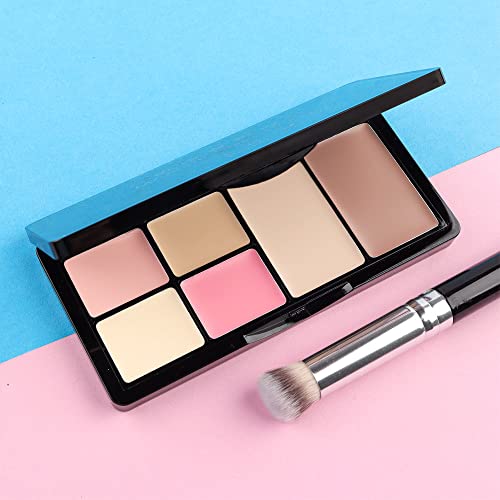 Waterproof Professional Natural Beige Color Corrector Palette With Mirror & Brush For Dark Circles Red Marks Scars,Longwear&Easy To Apply. Light Medium Colors Correcting Concealer Palette&Creamy Concealer Palette B #TOP6
