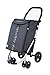 Price comparison product image Carlett 4 Wheels Trolley, High Capacity 25kg Foldable Shopping Cart, 40L Main, 10L Cool Bag, Rear Pocket and Safety Catch, Lett460, 2020 Collection, Aluminium, Grey