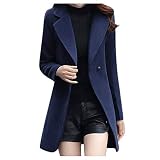 Xmiral Mantel Damen Umlegekragen Zweireihiger Langer Trenchcoat Einfarbig Slim Jacke B黵o Arbeit Winter Warm Outwear Ganzjahresjacke(Marineblau,XL)
