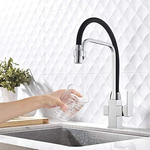 Filtre robinet mitigeur cuisine rotatif 360 avec purificateur intégré sur pont