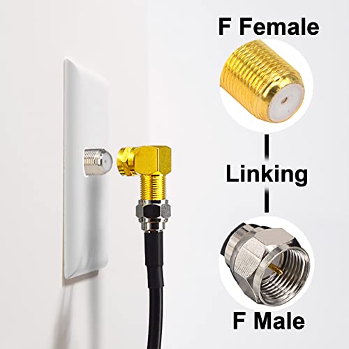 Adaptador Coaxial Ángulo 90° Pack 2 RG6 F Macho-Hembra Dorado miniatura 3