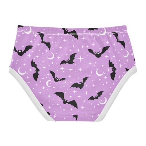 Little Girl Underwear Toddler Panties Kids Undies Halloween Bats Moons Soft Cotton Briefs 2T-8Y2