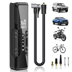Tire Inflator Portable Air Compressor, 3X Faster Portable Air Pump with 10000mAh Battery, 150 PSI Cordless Air Pump for Cars, Bike & Motorcycle Tires, Ball