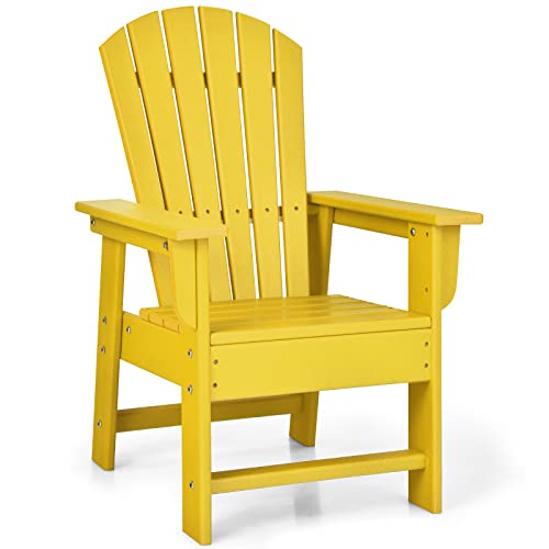 Giantex Adirondack Chair, Kids Hdpe Patio Chair Lawn Chair With Ergonomic Backrest For Deck, Porch, Backyard, Poolside, Indoor, Weather Resistance Toddler Outdoor Chair (1, Yellow) #TOP16