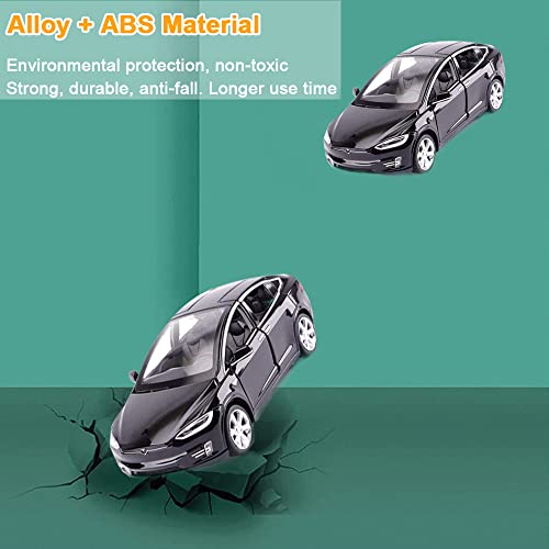 Diecast Car Toy Compatible For Tesla Model X, 1:32 Scale Alloy Model X Toy Car Pull Back Vehicles Door Opening With Sound And Light, Mini Model X90 Collectible Model Car Toy For Toddlers Kids Gift #TOP5