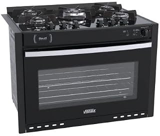Fogao de Embutir 5 Bocas Venax Gaudi Platinum Vitreo Preto Gas Glp 127 V