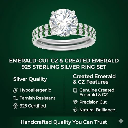 Image of Choose Your Gemstone Hidden Diamond CZ Wedding Set 925 Sterling Silver Round Shape Wedding Ring Sets Minimal Modern Design Birthday Gift Wedding Gift US Size 4 to 12