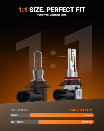 Image of SEALIGHT 9006 /HB4 LED Fog Light Bulb, 12000LM 6500K White-2 Pack, for Honda