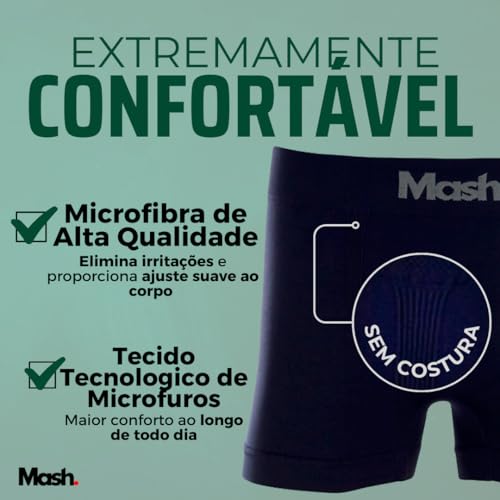 Kit 4 Cuecas Boxer Cueca Mash Microfibra Sem Costura, 2 Azul Marinho - 2 Preto, G