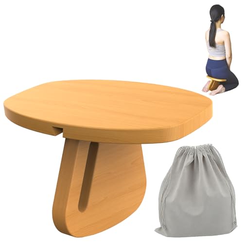 HOSUKU Portable Meditation Stool - Pine Wood Prayer Bench, Ergonomic
