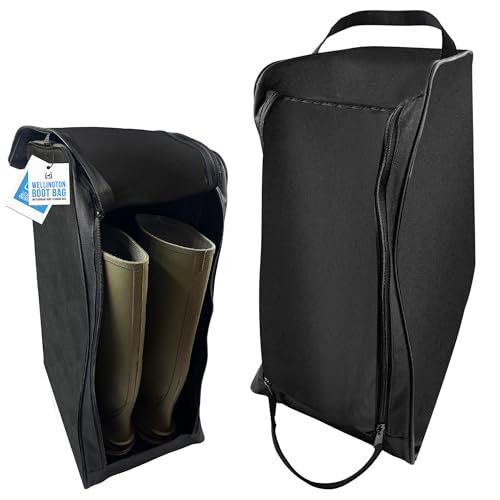 Gummistiefeltasche, wasserabweisend, kompatibel mit großen Gummistiefeln und Wanderstiefeln, Schwarz , Taschen-Organizer