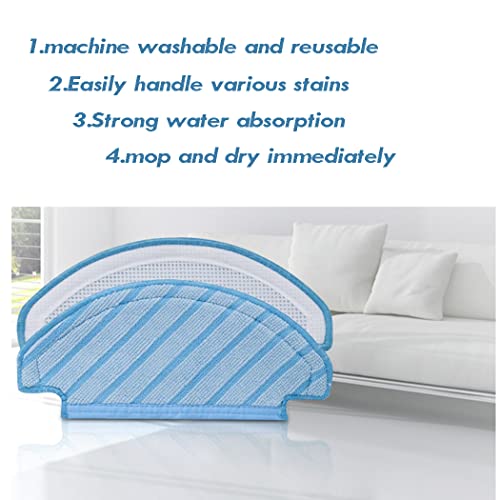 4 PCS Reusable Mop Cloth Cleaning Pads, for Ecovacs DEEBOT OZMO T8 AIVI T8 Series N8 Series Robot Vacuum Cleaner Parts Machine Washable