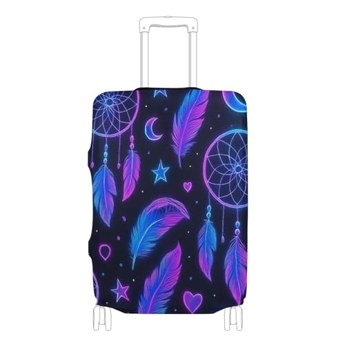 Joisal Luggage Cover for Suitcase Protector Trip Anti-scratch Funny Vacation Essentials Suitcase Sleeve Dreamcatchers Black Purple, S, Fits 18-20 Inch Case