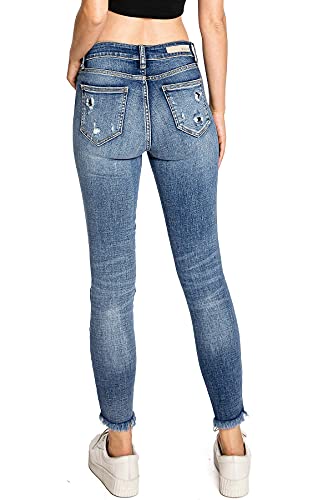 Cello Jeans Women's Juniors Mid Rise Distressed Skinny Jeans3