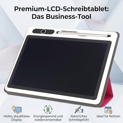 Miniatura 3 de Cocoarm Bloc De Notas Electrónico Lcd 9 Pulgadas, Color Rojo, Con Estuche De Cuero Sintético