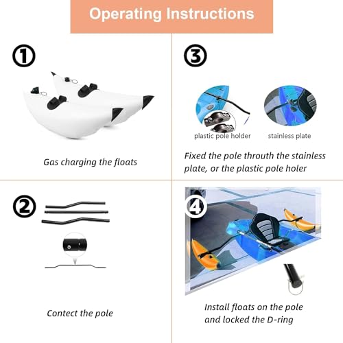 Image of Inflatable Kayak Stabilizer Outrigger Kit for Kayak and Canoe Accessories White for Inflatable Boat for Outdoor Paddling Fishing and Boating (White)