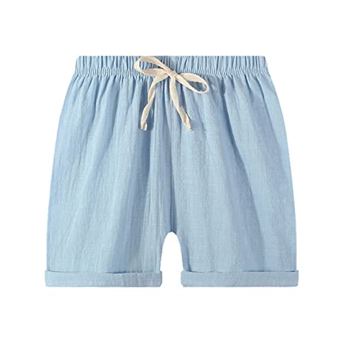 Boys Cotton Linen Shorts Casual Solid Color Jogger Shorts Baggy Sports Beach Pants Summer Athletic Short Pants Clothes