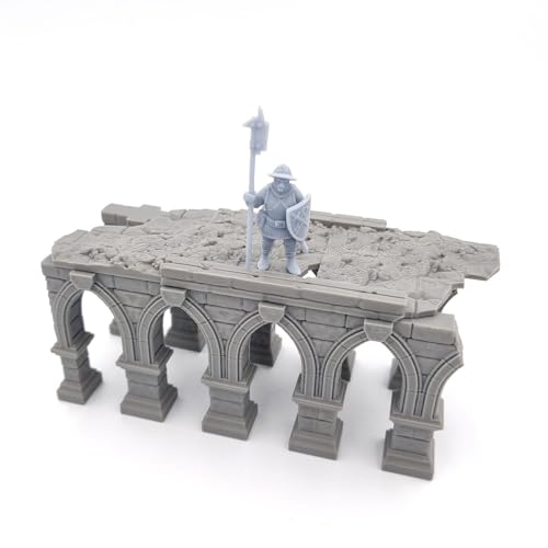 Q P Quality Printing 3D QP3D - Medieval Walkway Bridge with Pillars - Fantasy Platform Tabletop Scenery & RPG 28-32mm Miniatures Wargame Props DnD D&D
