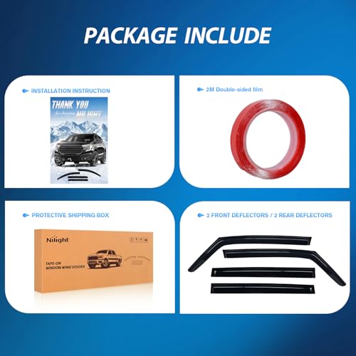 Image of Nilight Tape-On Rain Guards for Jeep Renegade 2015-2024, 4PCS