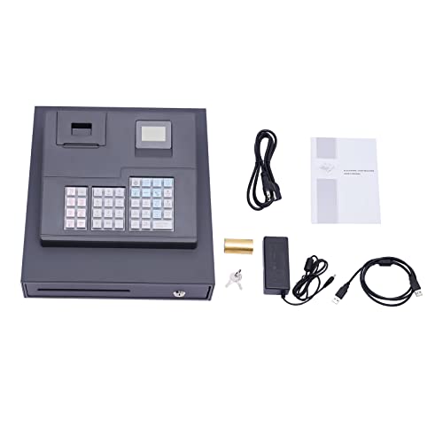 Cash Register, Electronic Cash Registers For Pos System With 4 Bill 4 Coin Cash Box, Media Slot And Thermal Printer, 38Keys Led Display Multifunction Cash Register For Small Businesses, Stores, Shops #TOP6