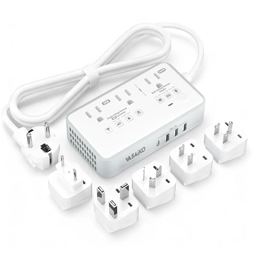 Image of 220V to 110V Voltage Converter US to Europe, 2000W Voltage Converter for European Travel with 3 AC 2 USB-C 2 USB-A Ports, and Universal European Travel Adapter (Gray)