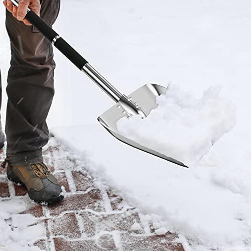 Gartenspaten mit Stiel 127cm, Robuste Gartenschaufel zum Graben Fflanzen mit D-Handel, Abnehmbares und Tragbares Design als Spatenschaufel Strandschaufel Schneeschaufel Metall