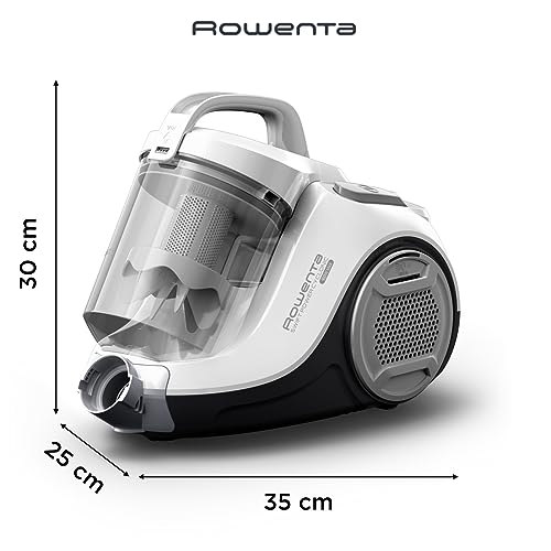 Rowenta Aspirateur sans Sac, Moteur Basse consommation, Puissance 900 W, Format Compact, Haute Filtration, Rayon d'action de 7,6 m, Swift Power Cyclonic Blanc RO2917EA