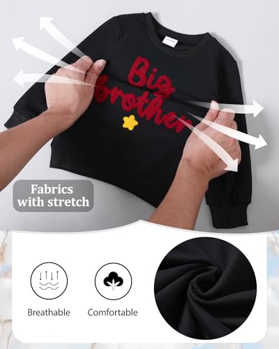 ZOEREA Roupas infantis para bebês meninos Little Big Brother combinando outono pulôver gola redonda