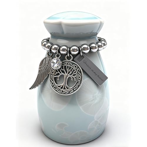 Small Urns for Human Ashes Mini Marble Finish Keepsake Urn for Pet Cat Dog Ashes Memorial Cremation Urn for Women Men Decorative Funeral Urns (Blue)